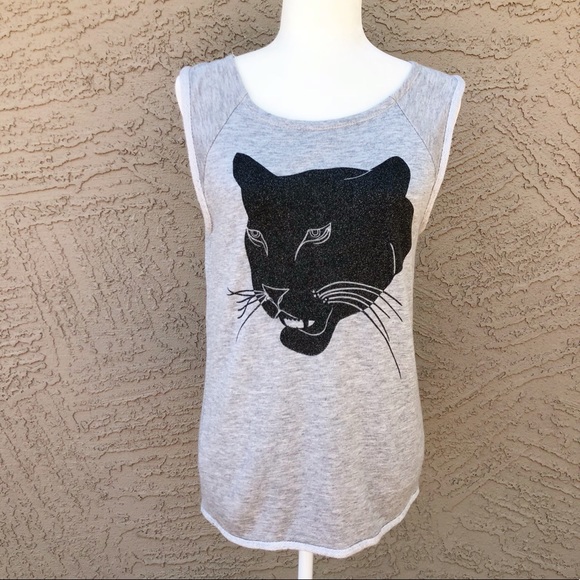 H&M Tops - H&M DIVIDED Panther Graphic Tank Top Heather